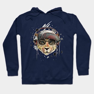 Leopard listening to music Hoodie